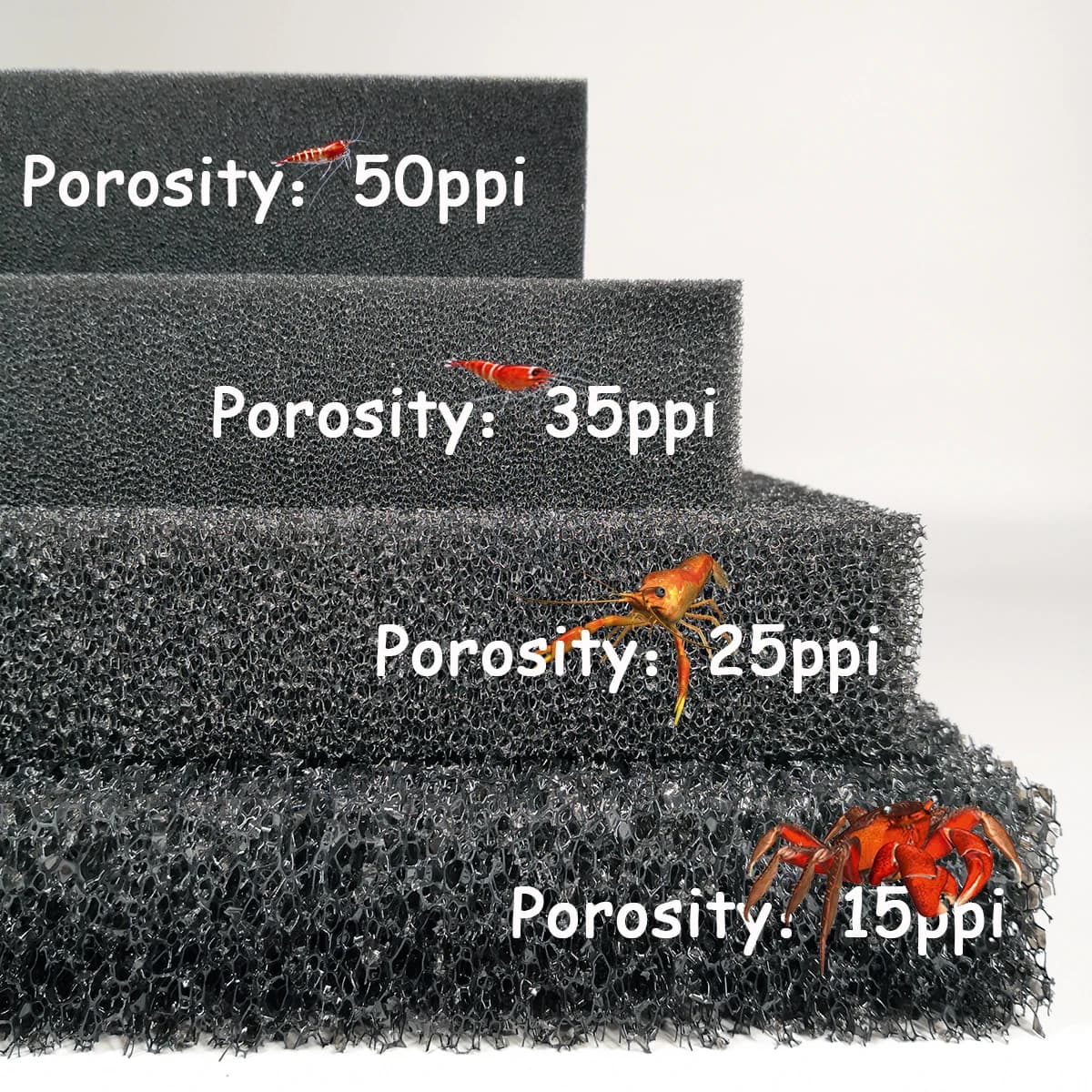 Accessoires d’aquarium, filtre biochimique en coton, filtre en mousse pour aquarium, filtre en éponge noire 15 25 35 50PPI, utilisé pour les aquariums