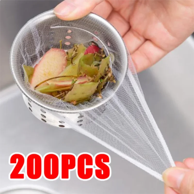 50-200 Uds filtro desechable para fregadero de cocina drenaje de alcantarillado bolsa de basura antibloqueo bolsa de malla para fugas de piscina filtro red para basura del fregadero